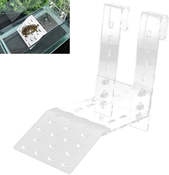 Piattaforma solare con morsetti - Piattaforma per tartarughe - Acrilico - Terrazza per tartarughe - Facile da installare - Alta versatilità - Piattaforma per tartarughe
