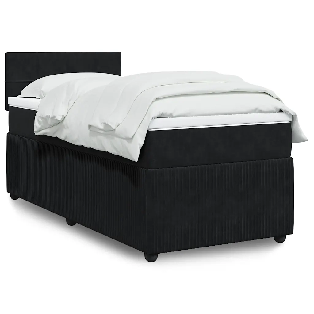 Giroletto a Molle con Materasso Nero 90x200 cm in Velluto
