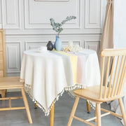 Tappeto quadrato per tavolo in cotone e lino, lavabile, 140 x 140 cm, decorazione elegante per cucina e sala da pranzo