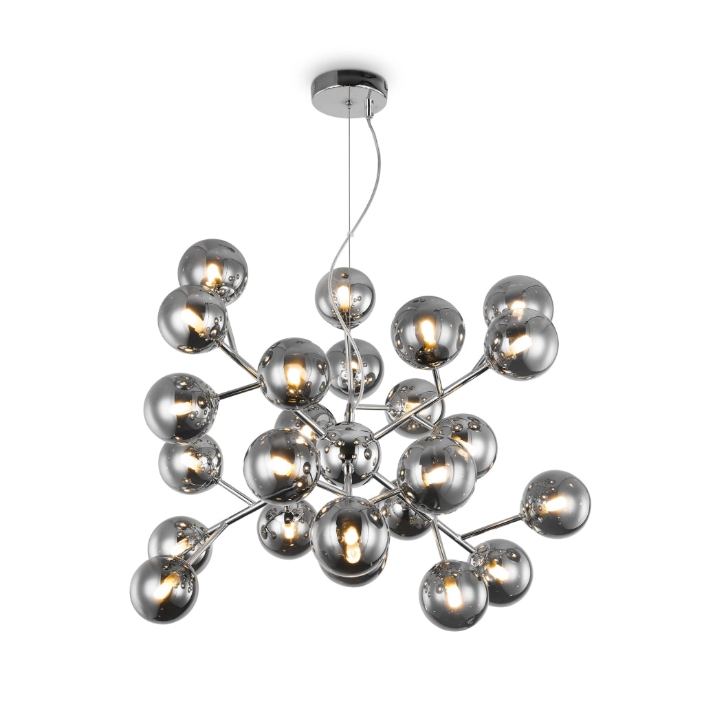Maytoni Lampadario contemporaneo Dallas 24 luci G9 cromo metallo vetro soffiato fumè