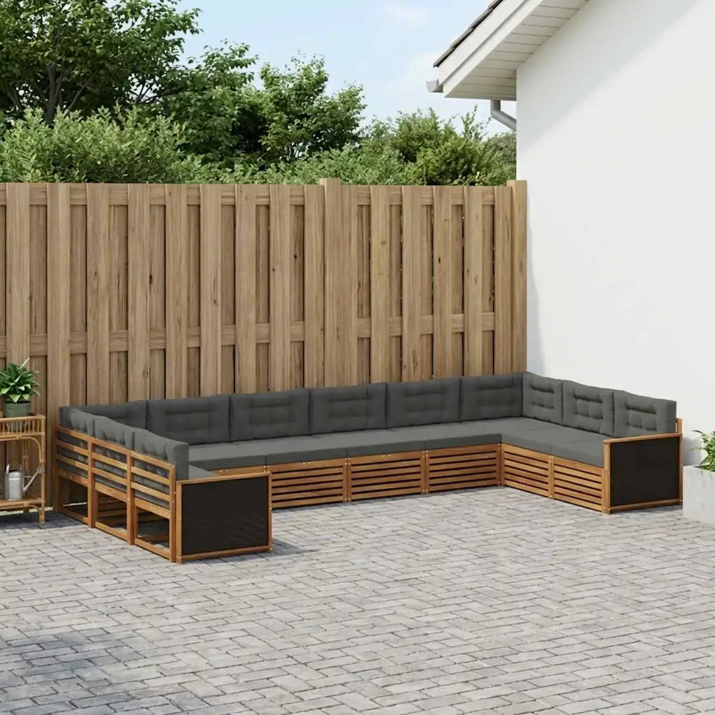 Set divani con cuscino 10 pcs Legno di Acacia Massello
