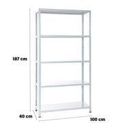 SCAFFALE IN METALLO BIANCO ETTORE KIT BULLONI CON 5 RIPIANI 100 X 40 X H 187 CM