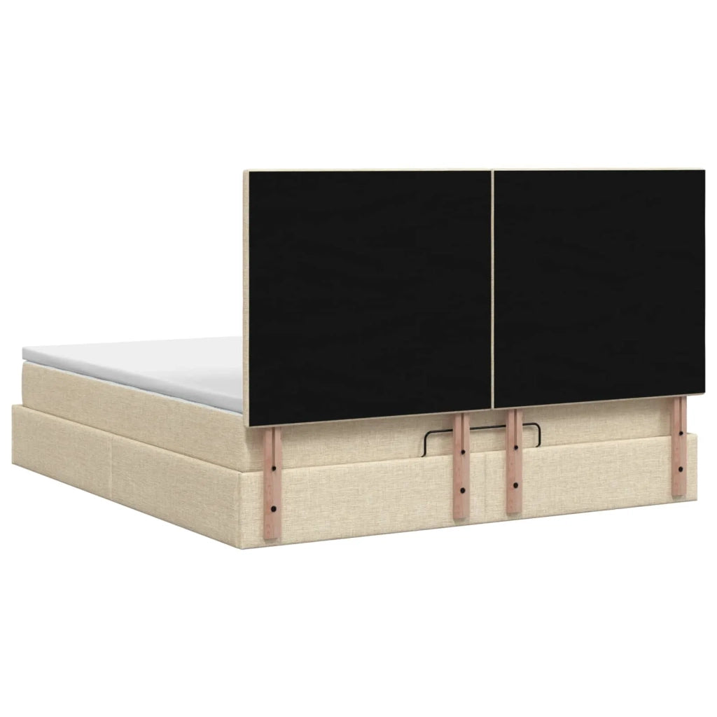 Letto Ottomano con Materasso e LED Crema 180 x 200 cm Tessuto 3458178
