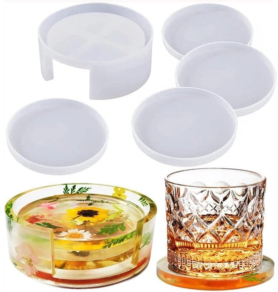Set di 5 sottopiani in silicone per resina, stampi in silicone per resina epoxi, stampi per resina epoxi, stampi per iniezione, stampi per resina epoxi, sottopiani per tavolo, decorazione domestica, stampi per iniezione in silicone