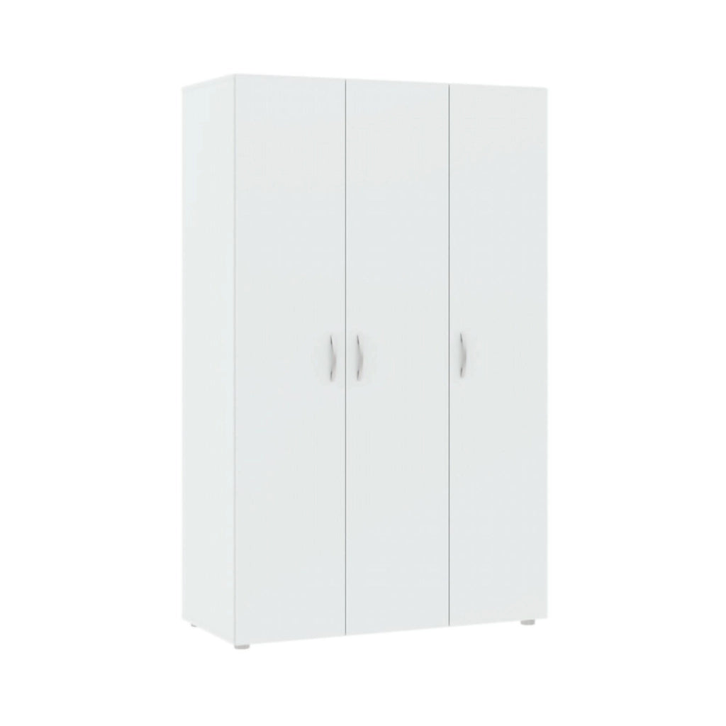 Guardaroba 3 ante Pettineo, Mobile camera da letto, Cabina armadio portabiti, Armadio appendiabiti, 111x52 h179 cm, Bianco