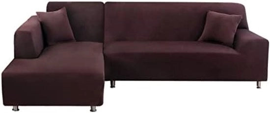 Cuscini per Angolo, L-shape, Stretto Copertura Oltre, Destro o Sinistro con Due Coprischienali, Lavabile, Universale (2 posti + 2 posti) - Caffè