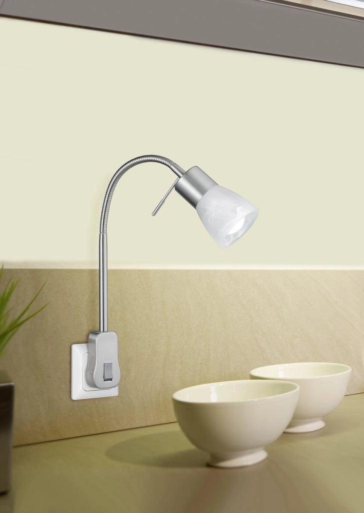 Applique LEVISTO Trio argento/vetro E14 con interruttore