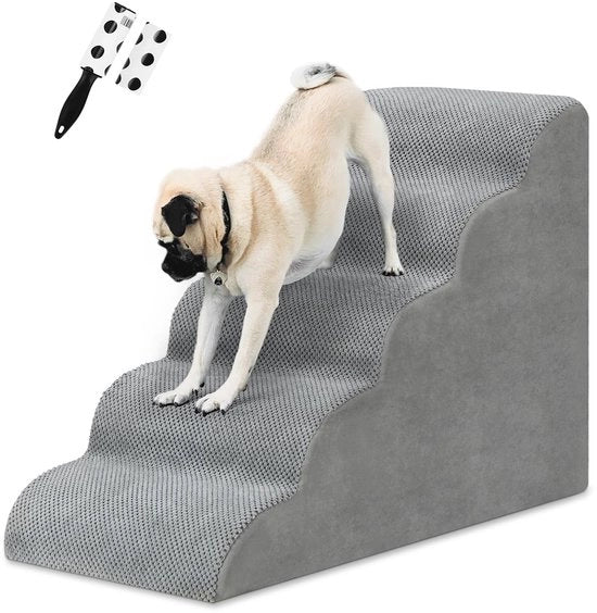 Trappola per cani per letto e divano, trappola per animali domestici con schium duratura alta densità e copertura lavabile e rotolo per la rimozione del pelo di animale, riduce lo sforzo sulle articolazioni del vostro animale domestico, colore grigio