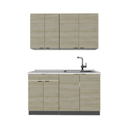 Cucina completa Fame-Line Pannello in quercia/Antracite 140 cm, PL Marmo Vicco