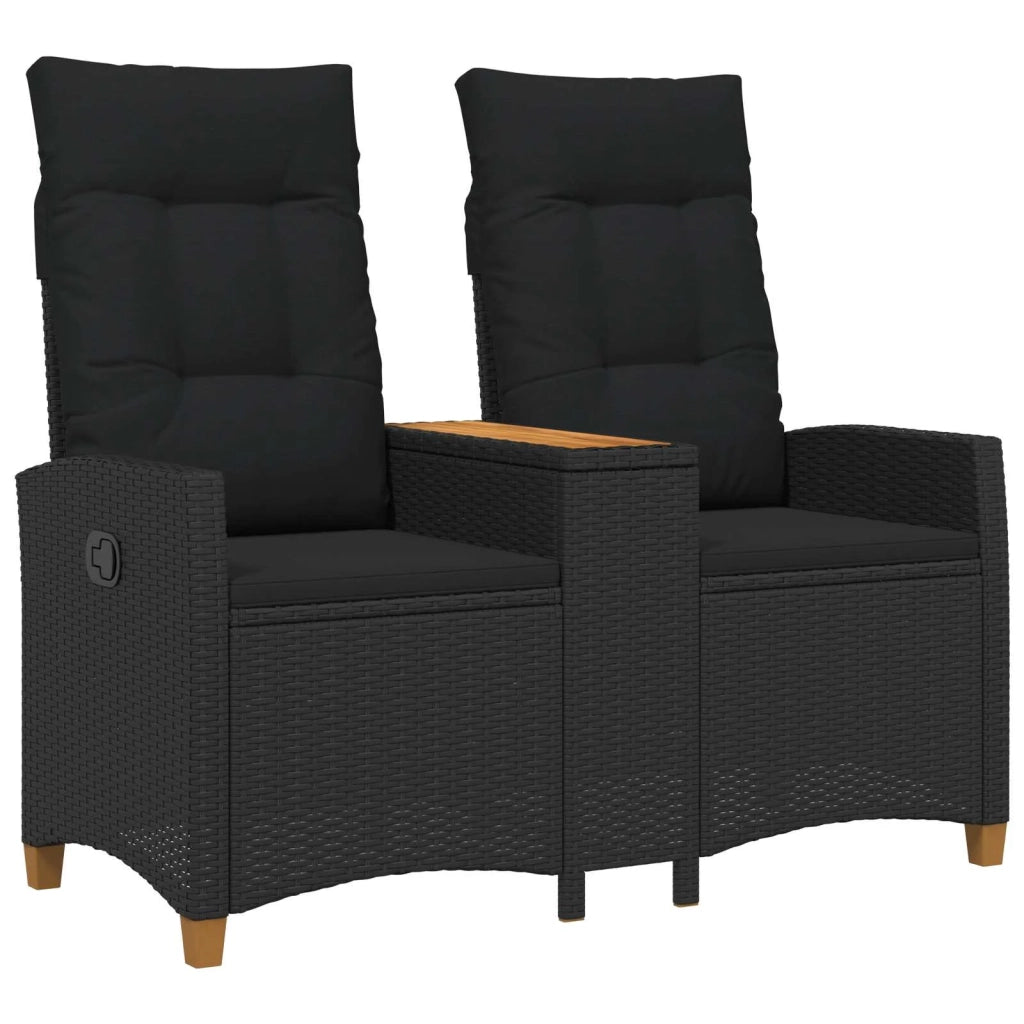 Panchina reclinabile con tavolo Nero 126 x 65 x 112 cm