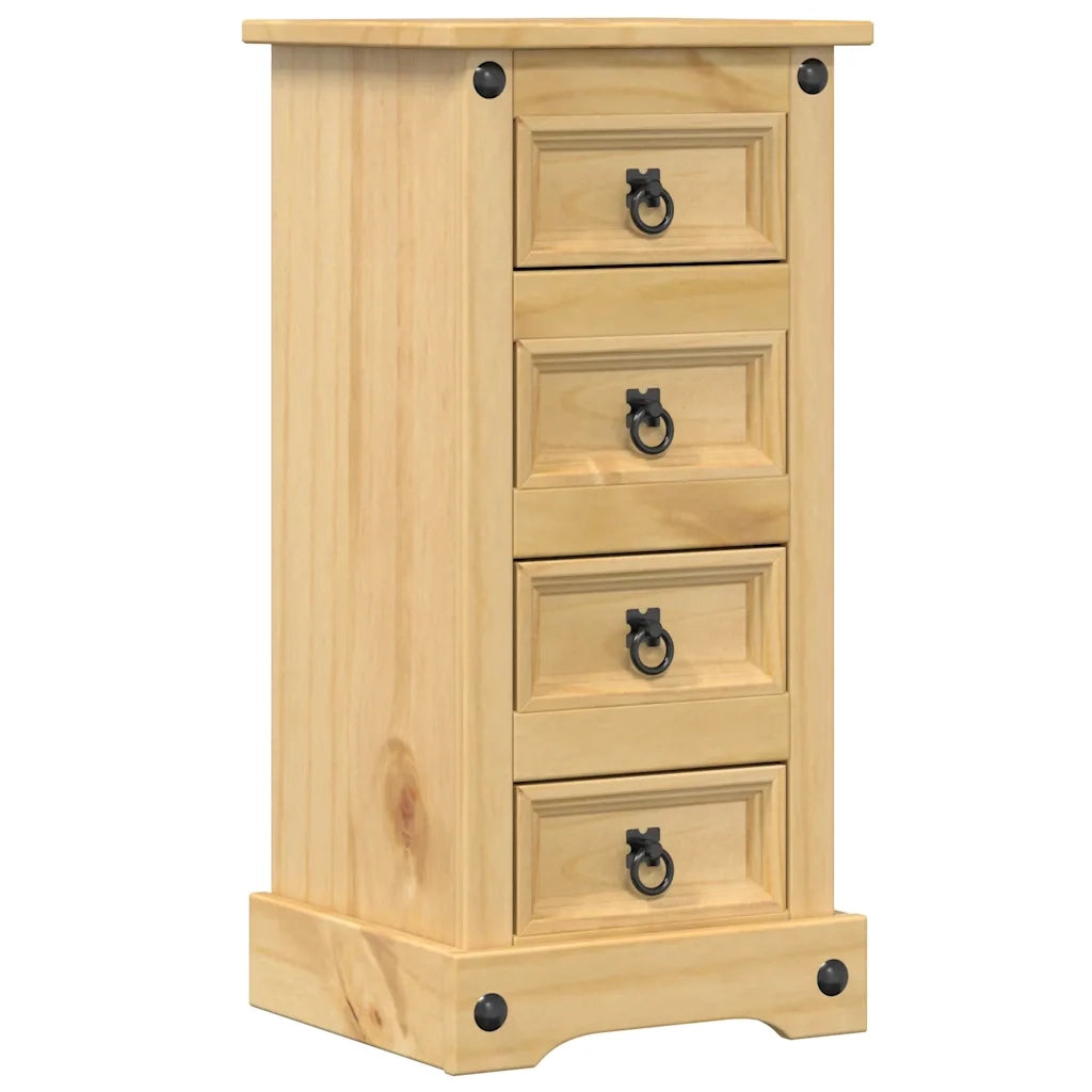 Comodino-Tavolino da notte Corona 35x32,5x74 cm in Legno Massello di Pino