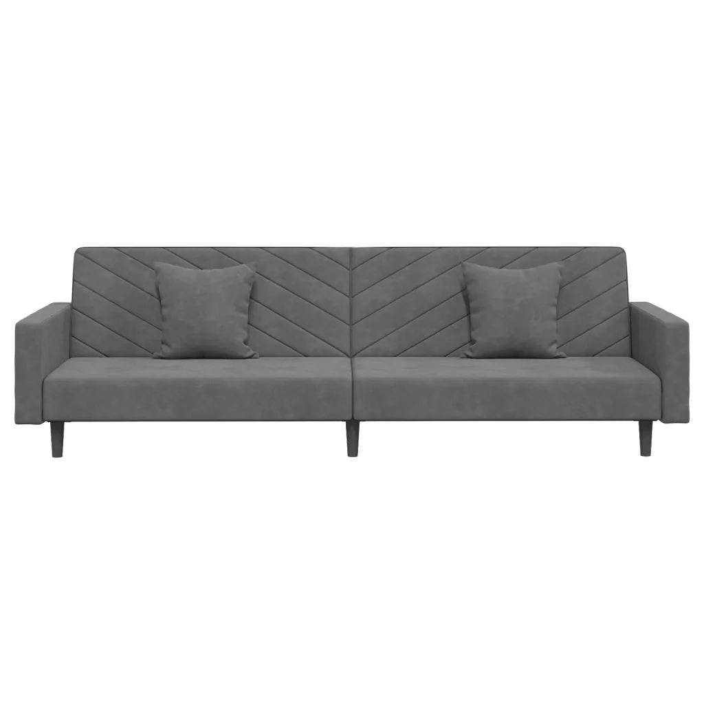 Divano letto | Sof¨¤ letto | Letto singolo a 2 Posti con 2 Cuscini Grigio Scuro in Velluto