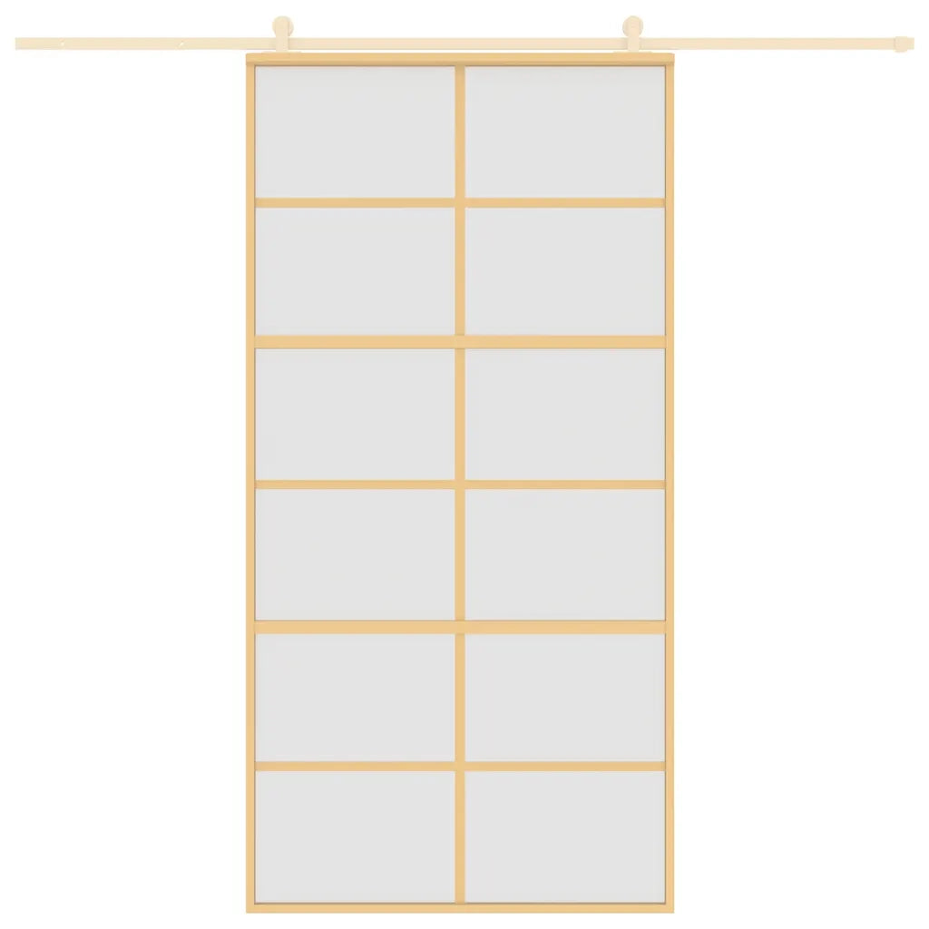 Porta Scorrevole Oro 102,5x205 Vetro Smerigliato ESG Alluminio