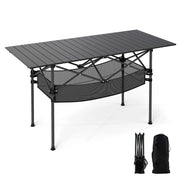 Tavolo da campeggio pieghevole 119 x 55 x 69 cm leggero e robusto per picnic e barbecue alluminio nero 20_0013914