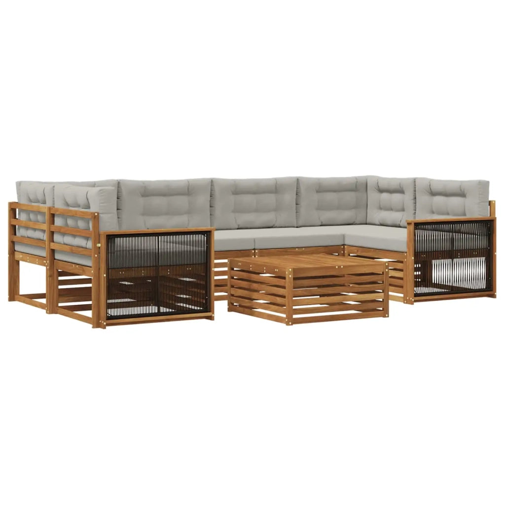 Set di divani da esterno 7 pz Naturale e Grigio Chiaro 3383084