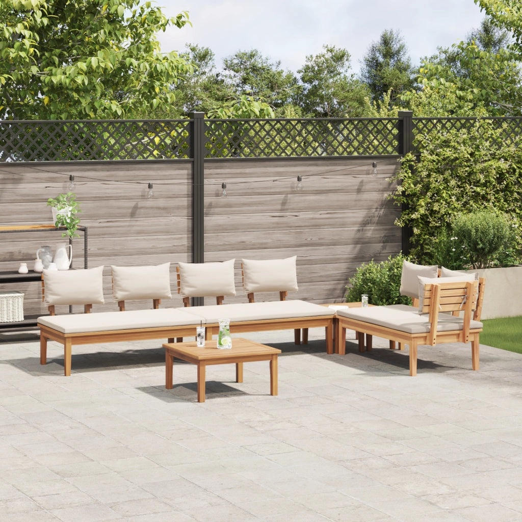 Set da Pranzo da Giardino  5 Pezzi con Cuscini in Legno Solido di Teak