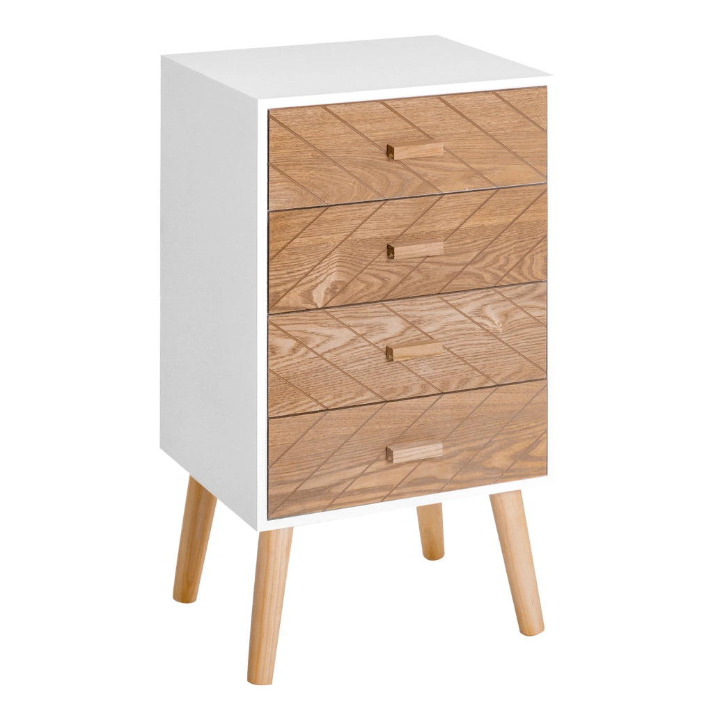 Comodino con 4 Cassetti ¨C Zephmum ¨C Legno Bianco 40x30x75 cm