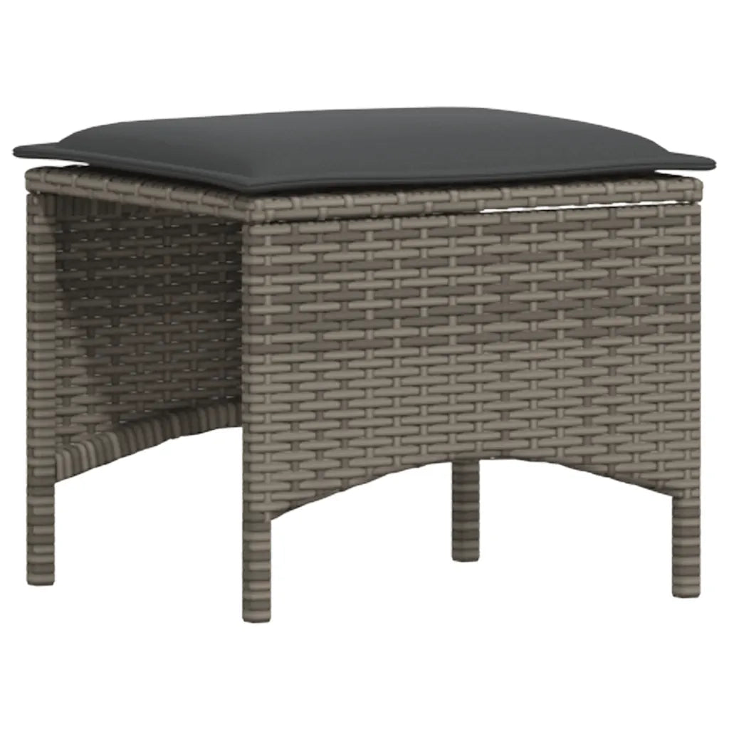 Set Divani da Giardino 4 pz con Cuscini in Polyrattan Grigio