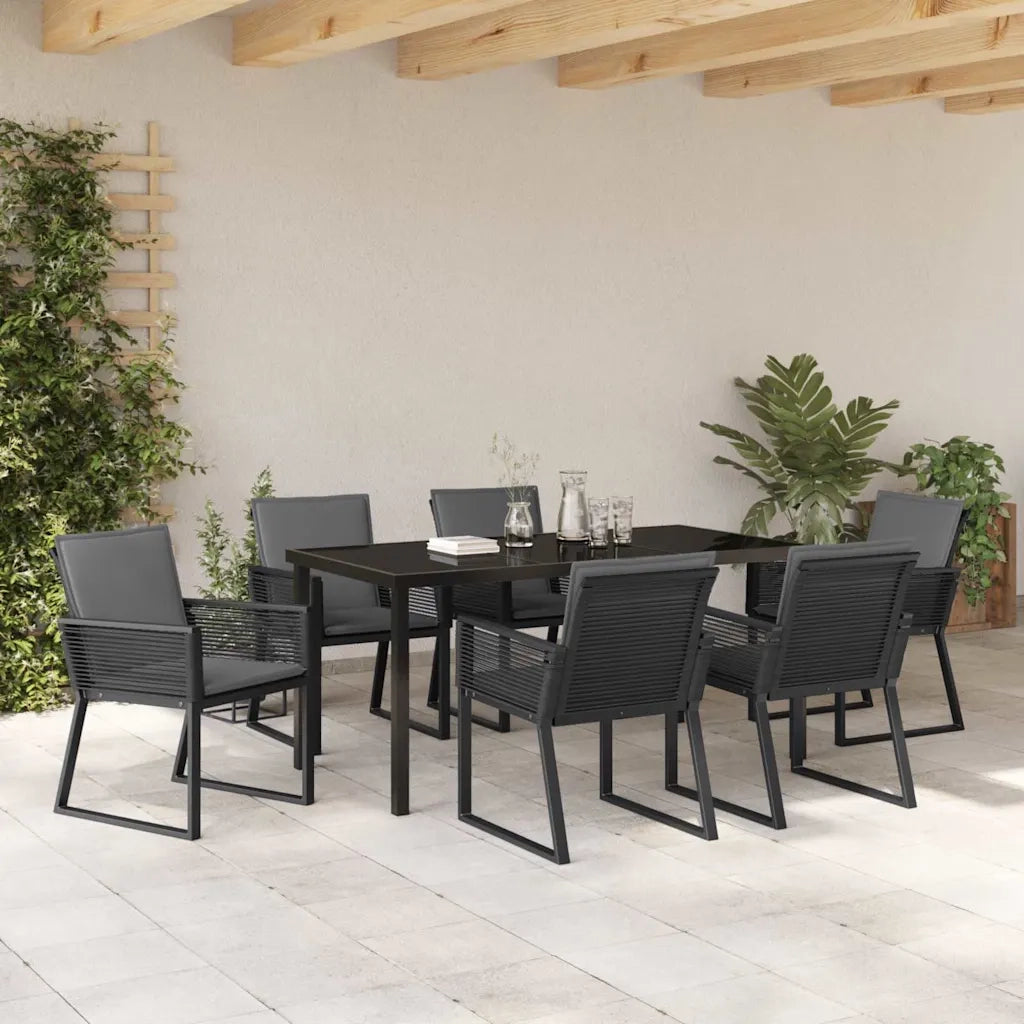 Set da Pranzo per Giardino 7 pcs Nero 3379321