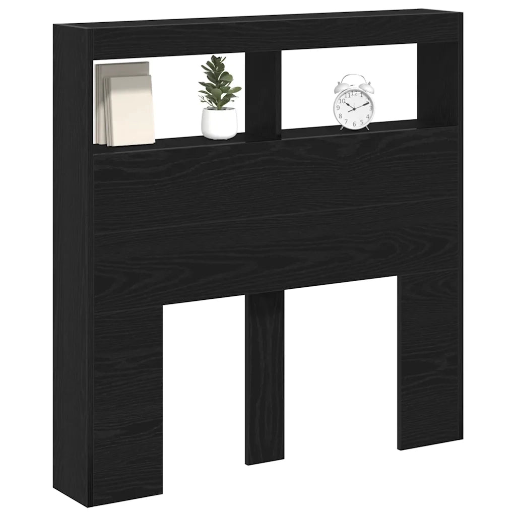 vidaXL Testiera con Contenitore a LED Rovere Nero 100x17x102 cm