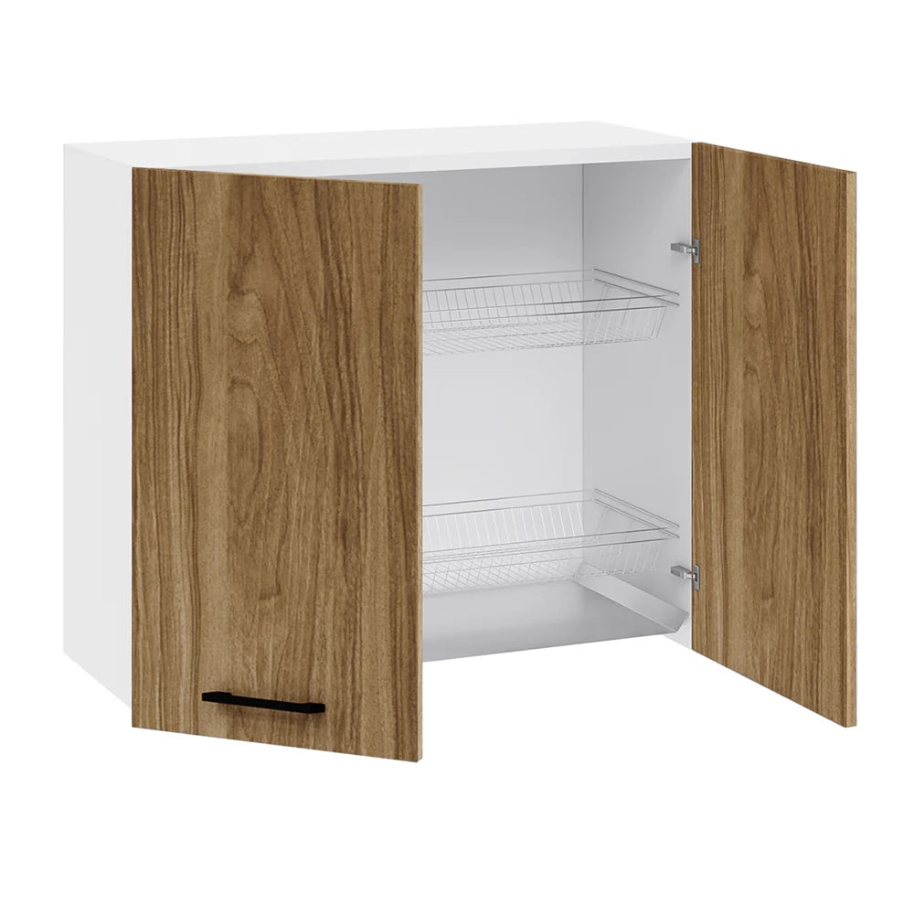 Pensile colapiatti per cucina componibile da 80 cm con due ante, realizzata in legno 100% MADE IN ITALY colore Noce