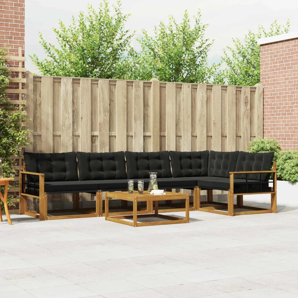 Set di divani da esterno con cuscino 6 pcs Naturale e Nero 3369487