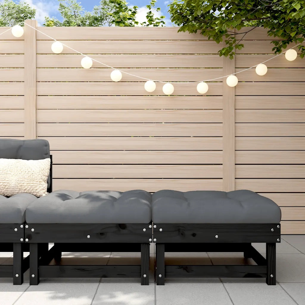 Poggiapiedi Giardino con Cuscini 2pz Legno Massello Pino Nero 825468