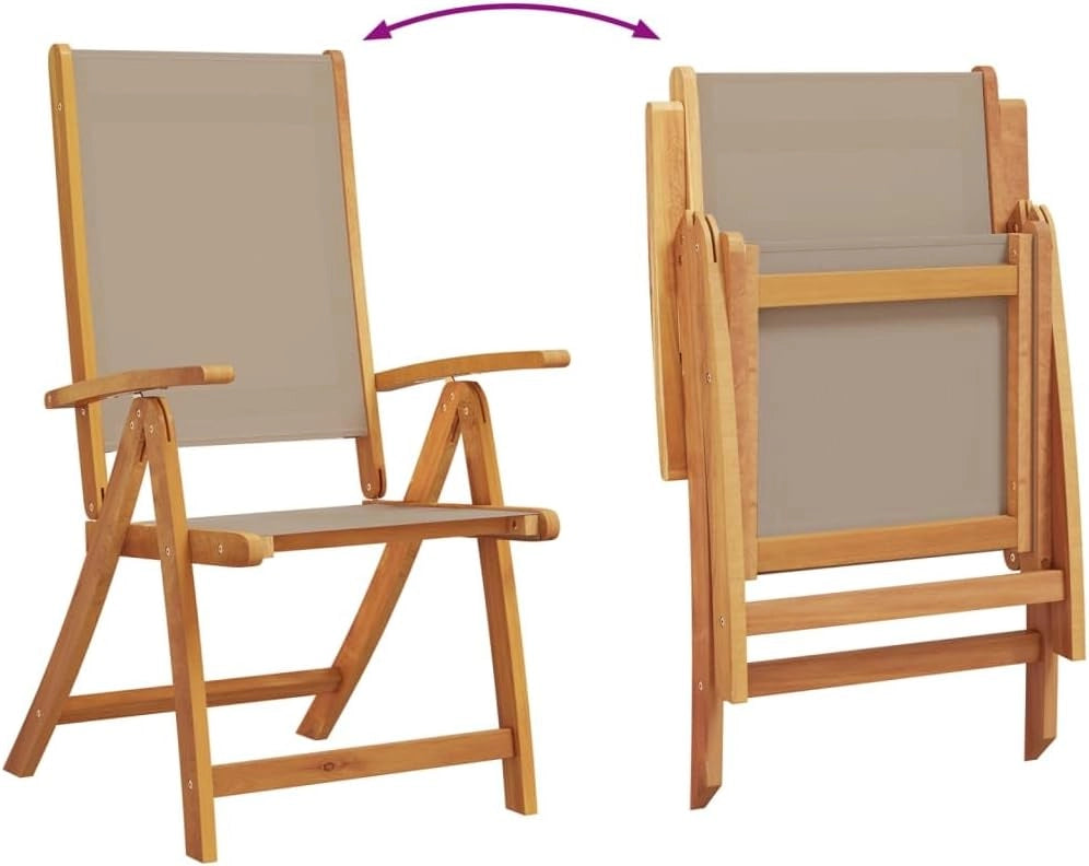 Set da pranzo da giardino 5 pezzi in legno massello di acacia e textilene, set tavolo e sedie da giardino, tavolo terrazza esterna e sedie, set terrazza, mobili da giardino esterno - 3279324