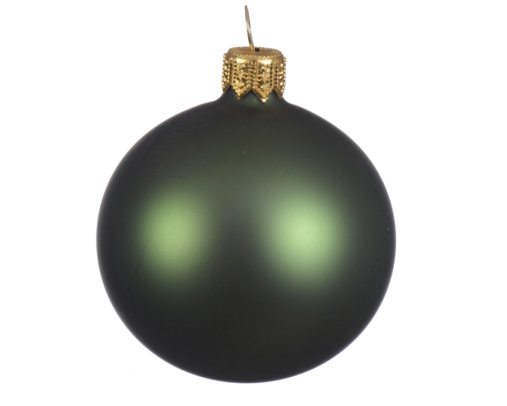 Box Da 6 Palline Di Natale Vetro Opaco Colore Verde Pino 8Cm