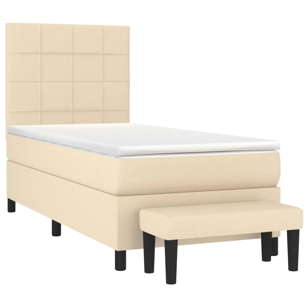 Giroletto a Molle con Materasso Crema 90x190 cm in Tessuto 3136562