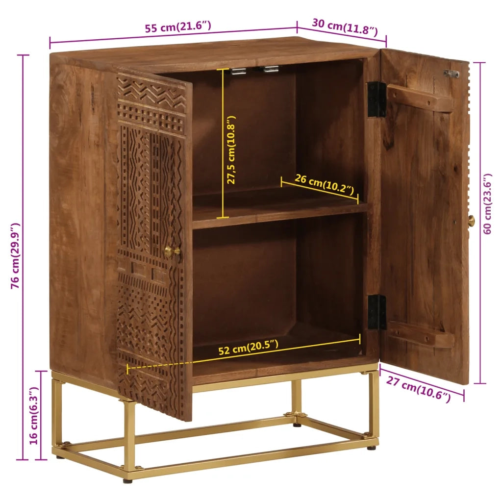 Credenza-Buffet-Armadio da cucina 55x30x76 cm in Legno Massello di Mango e Ferro 893147