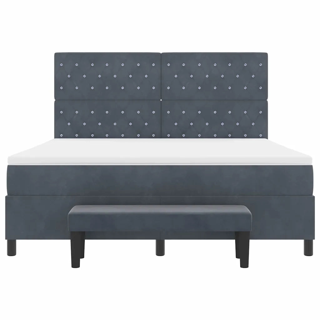 Letto a molle con testiera Grigio scuro 200 x 180 cm Velluto 3344463