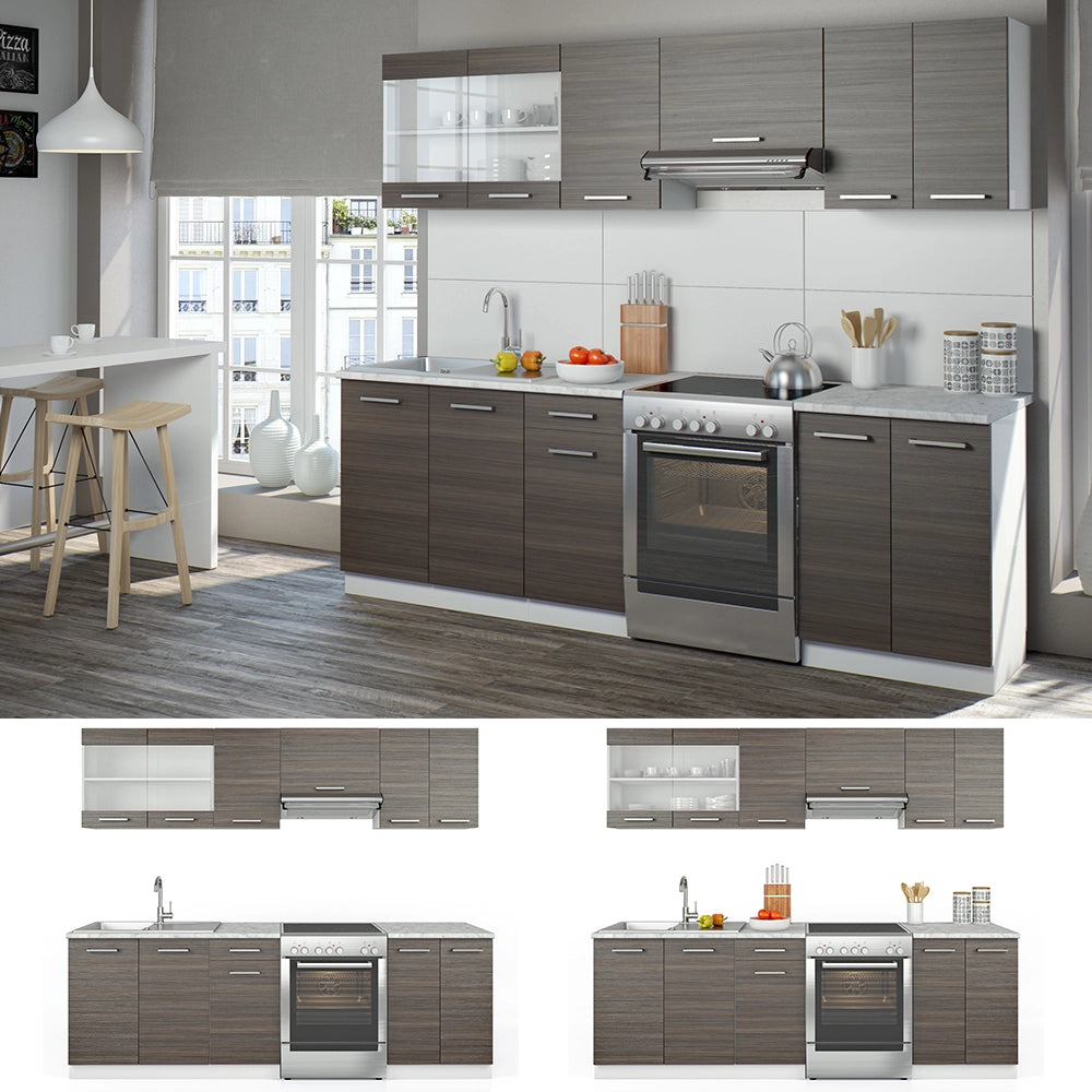Vicco Cucina componibile Grigio nobile 240 cm , PL Marmo