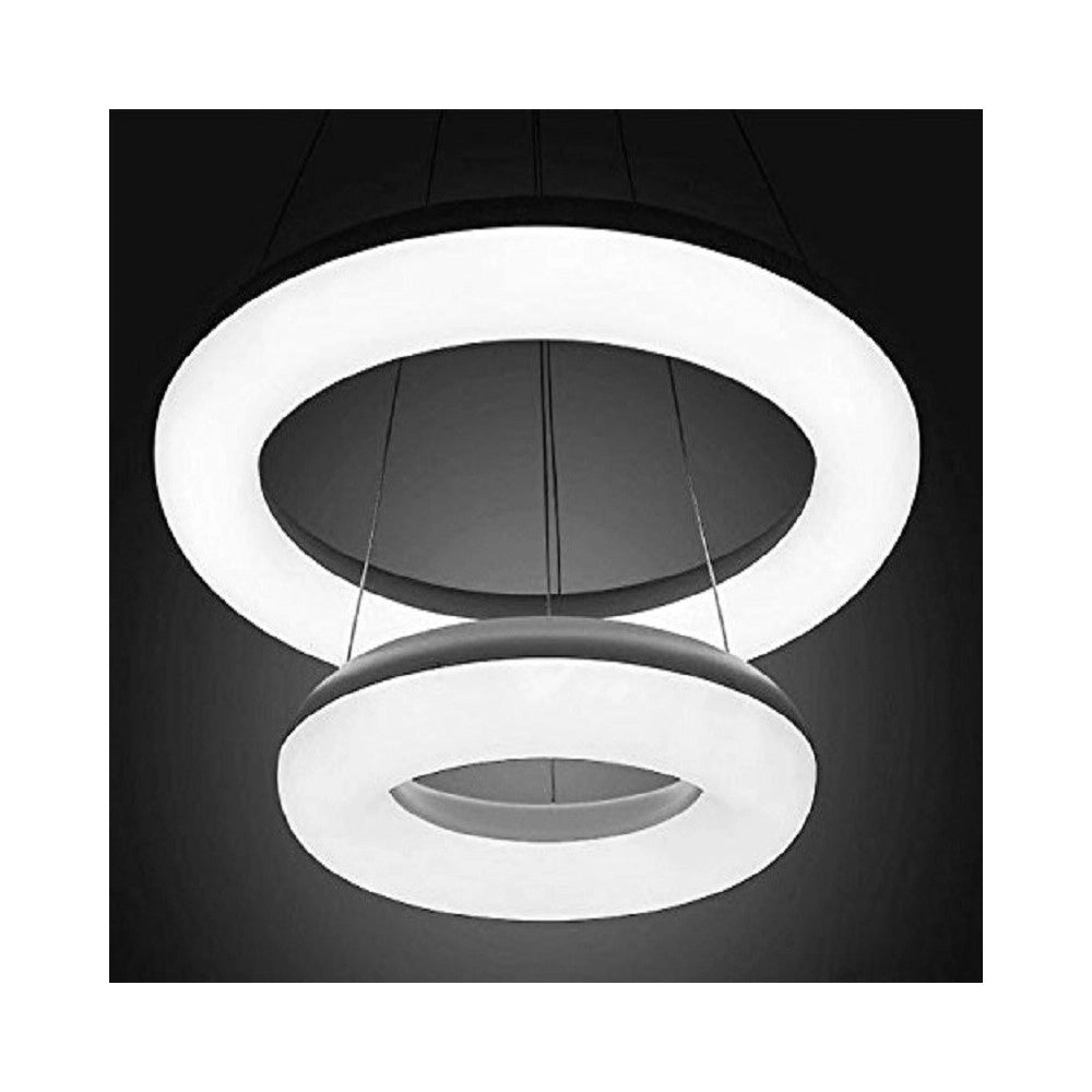 Trade Shop - Lampadario Lampada 2 Anelli Luce Led Soffitto Sospensione Pendente Moderno Design -