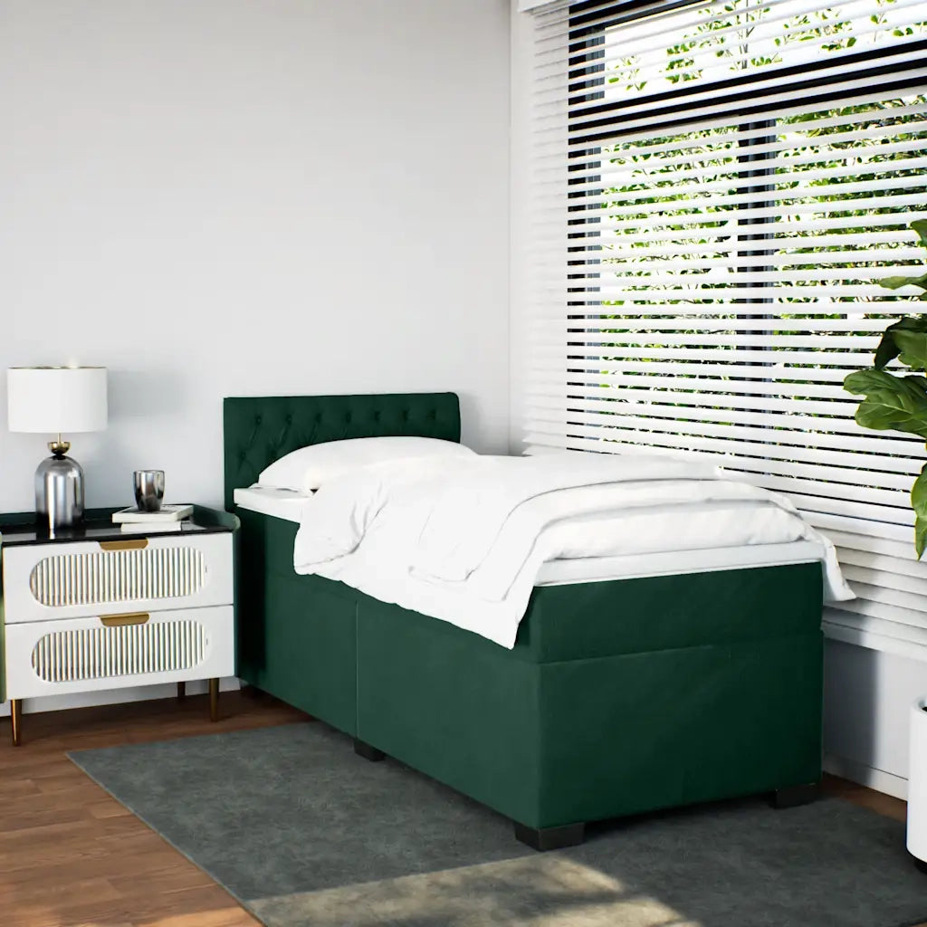 Giroletto a Molle con Materasso Verde Scuro 80x200 cm Velluto