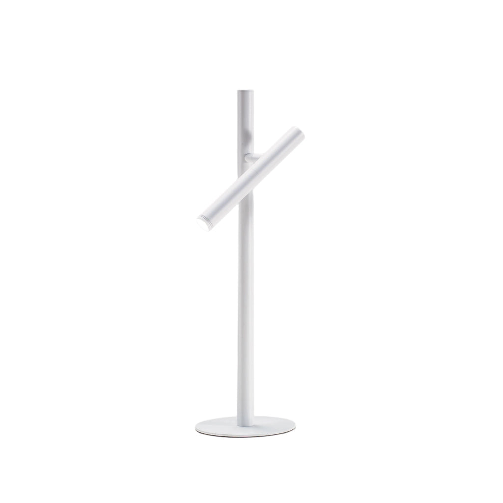 Lampada da Tavolo Gealuce GLS in Alluminio Bianco Opaco - Lume LED 5,4W Orientabile con Dimmer Push, 3000K, Fascio 25°, IP20