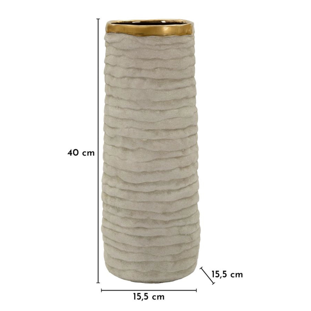 Vaso Decorativo VKH1018, Grigio, Ceramica, 15,5x15,5x40 cm
