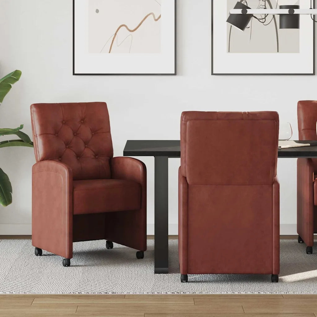 Sedie da Pranzo con Ruote 2 pcs Marrone lucido 58 x 67 x 97 cm 42017860
