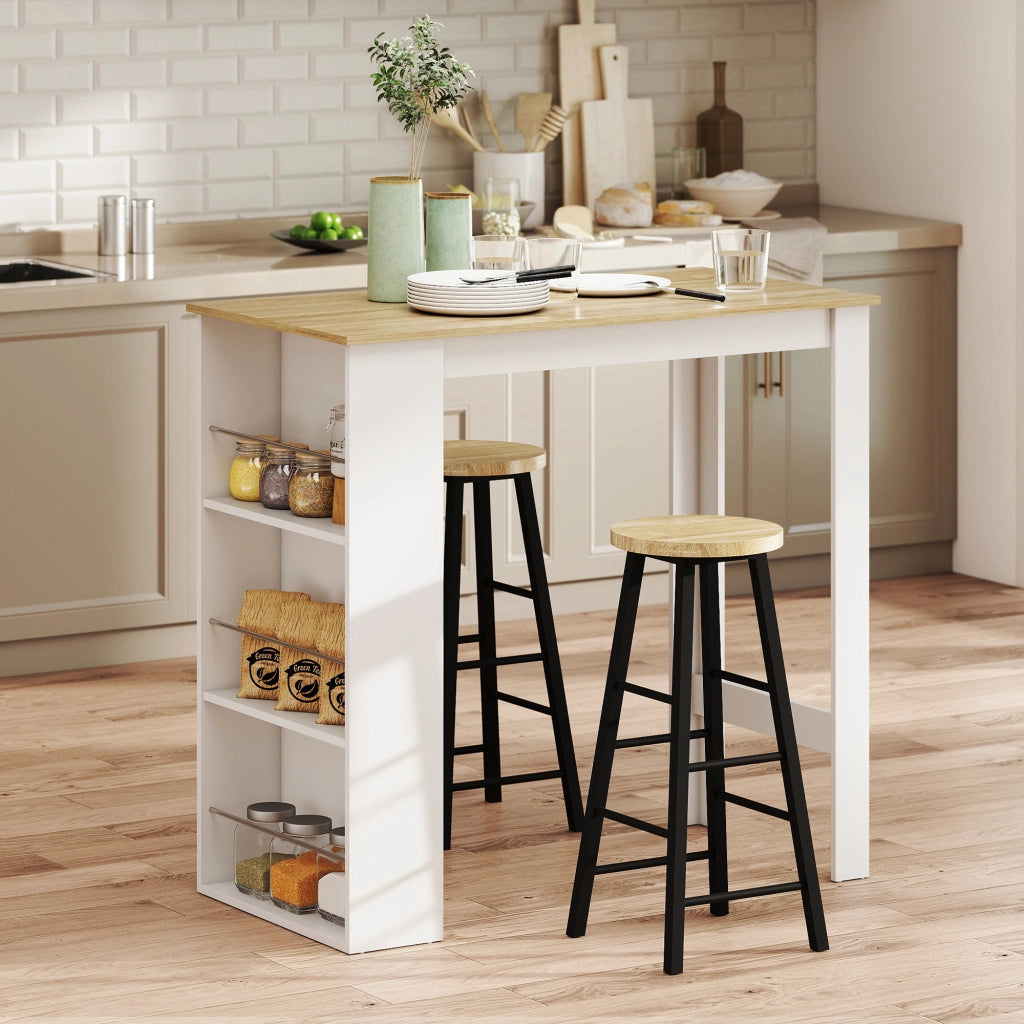 Tavolo alto da cucina ¨C Xylo ¨C 3 ripiani, effetto quercia chiaro e bianco, 112x57x106 cm
