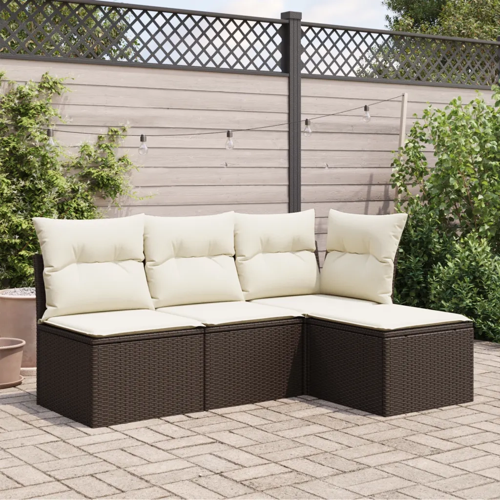 Sgabello Giardino con Cuscino Marrone 55x55x37 cm in Polyrattan CFW9399835