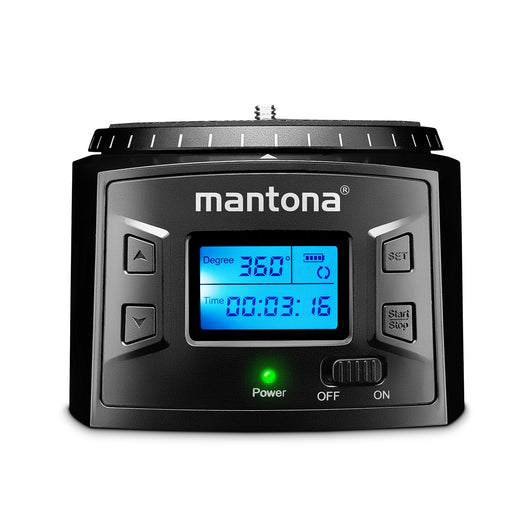 Mantona Electric 360° Panorama Head - Testa per treppiede programmabile per time-lapse e riprese intervallate, capacità di carico di 2 kg, testa panoramica ideale per GoPro e gli smartphone