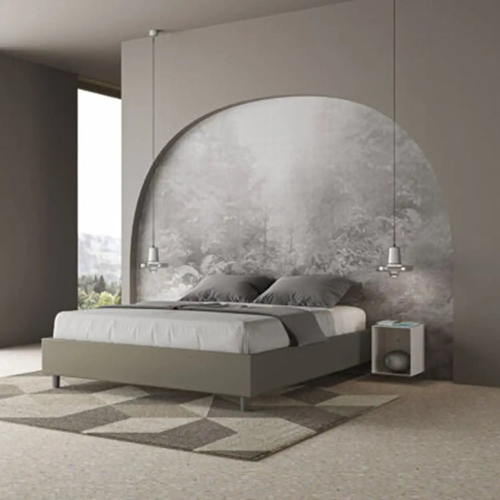 Letto matrimoniale contenitore imbottito 160x210 similpelle cappuccino Azelia