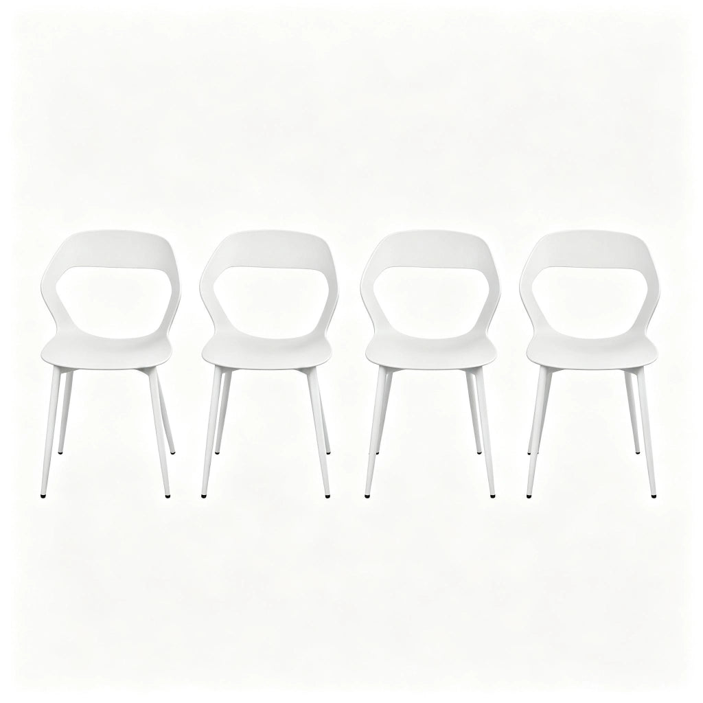 Set di sedie da pranzo a 4 posti in pp e metallo bianco con schienale ergonomico e struttura stabile 51 × 44 × 83 cm