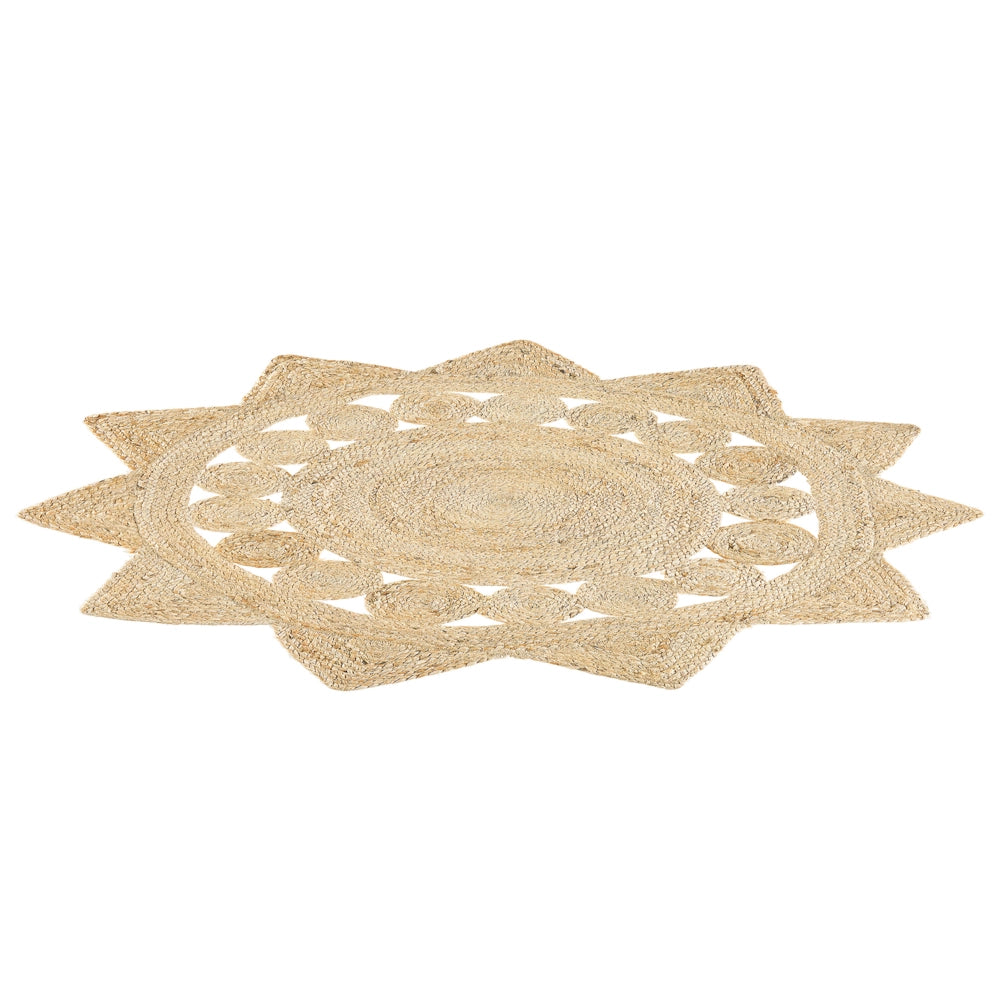 Tappeto tappetino Iuta Beige Rotondo Soggiorno di Campagna ø 120 cm