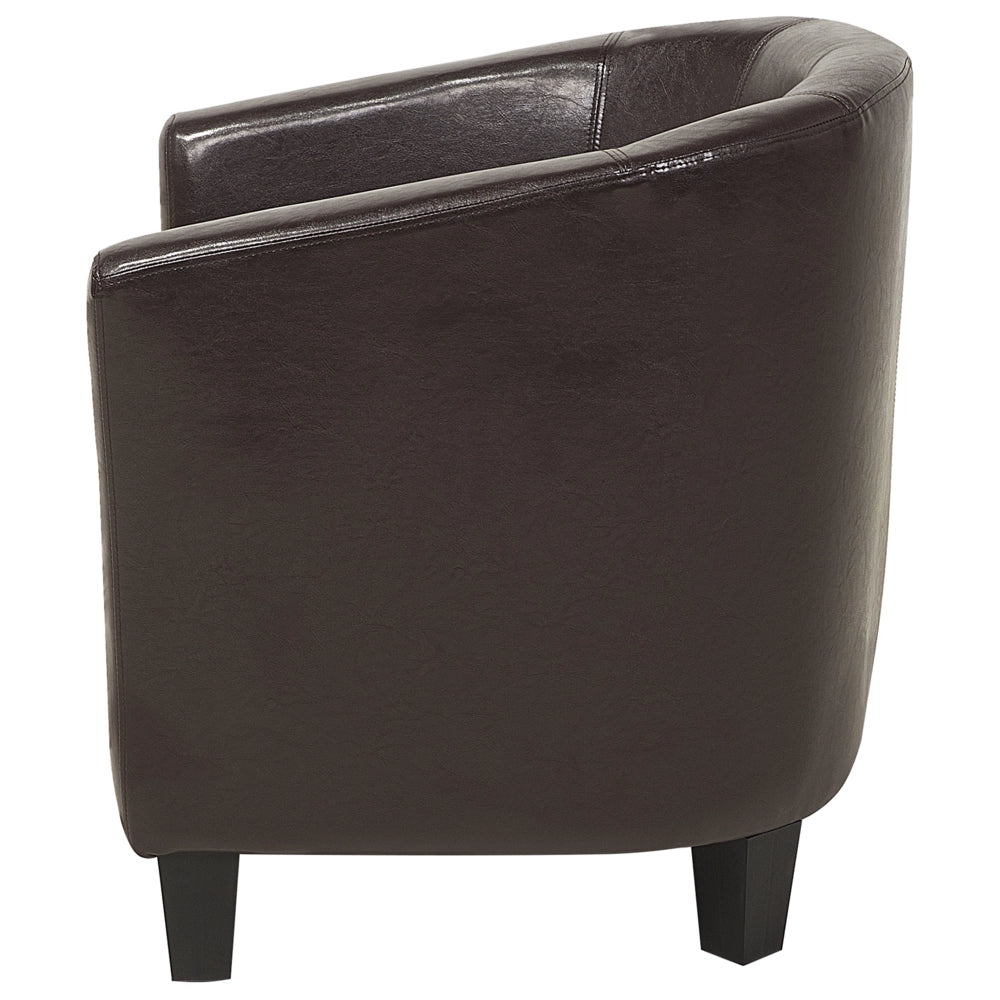 Poltrona Sedia Club Marrone Ecopelle Imbottita Con Schienale Basso Vasca Design Retrò