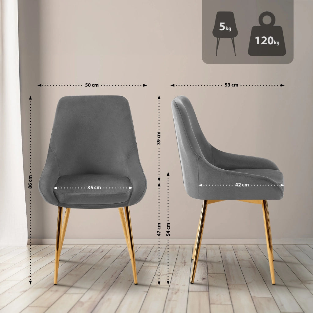 Set di 2 sedie da pranzo Elmira velluto oro 1