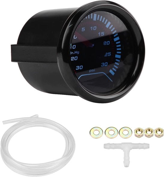 Drelio di Pressione Turbo Boost 52mm - Drelio Universale - Display a LED - Alta Stabilità - Fino a 30 PSI - Materiale Duraturo