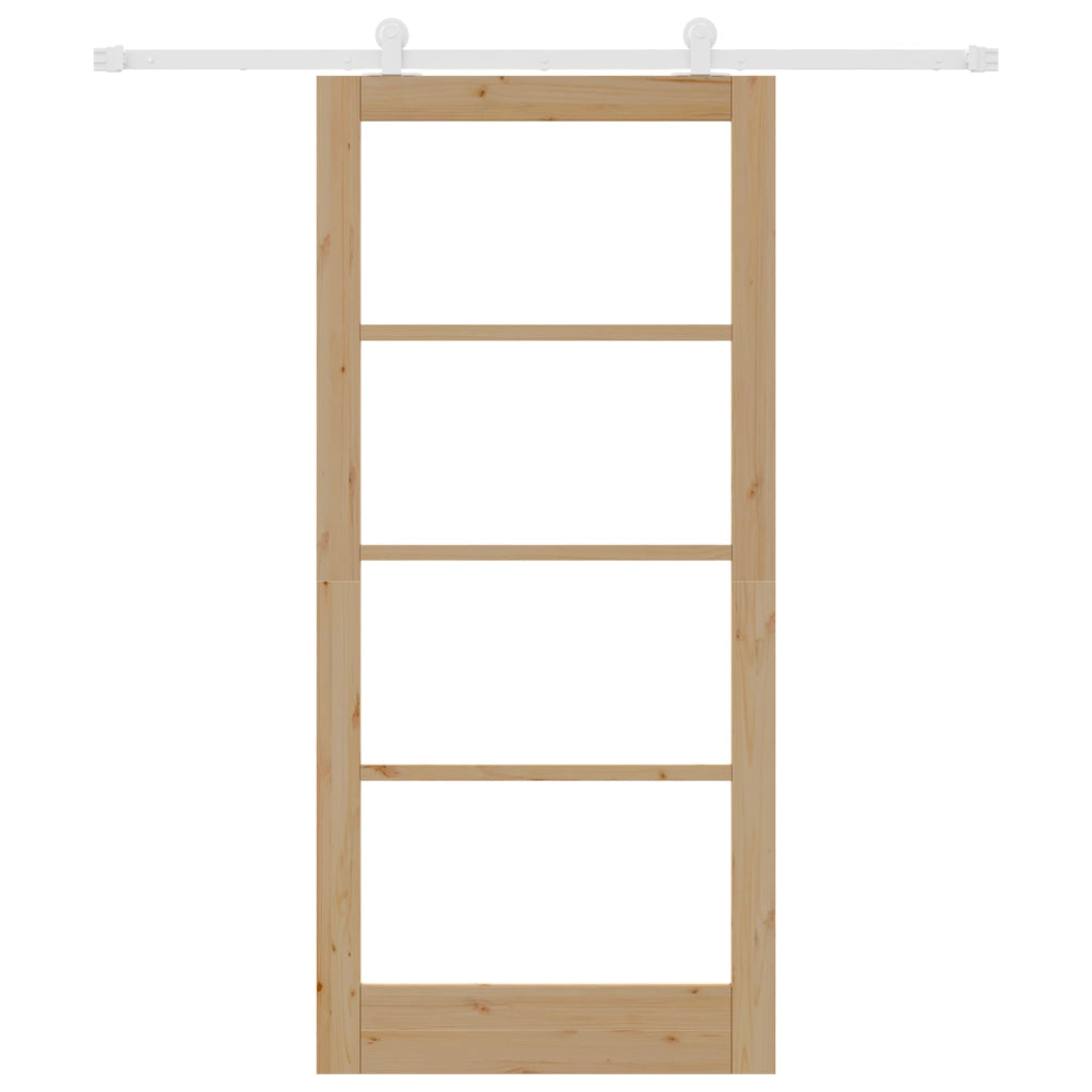 Porta Scorrevole  con Set di Componenti 'ORKDAL'Legno Massello e Vetro