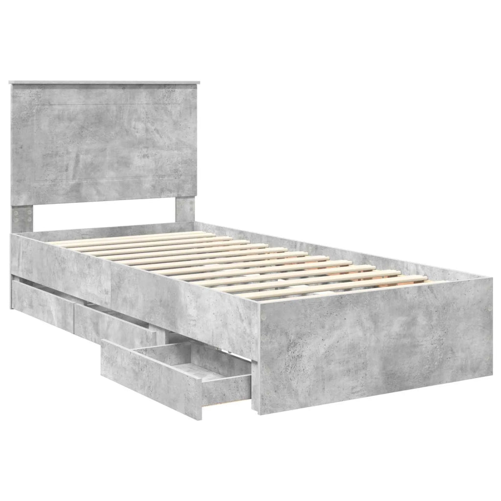 Struttura del letto con cassetto Grigio cemento 90 x 200 cm