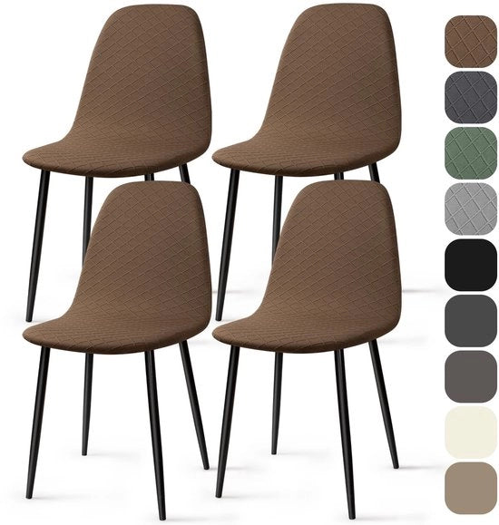 Hoes per Sedia Universale - 4 Pezzi - Jacquard - Flessibili e Rimovibili - Adattabili a Tutto - Foderati con Poliestere di Alta Qualità - Adempienza e Resistenza ai Pieghe - Coperture per Sedi